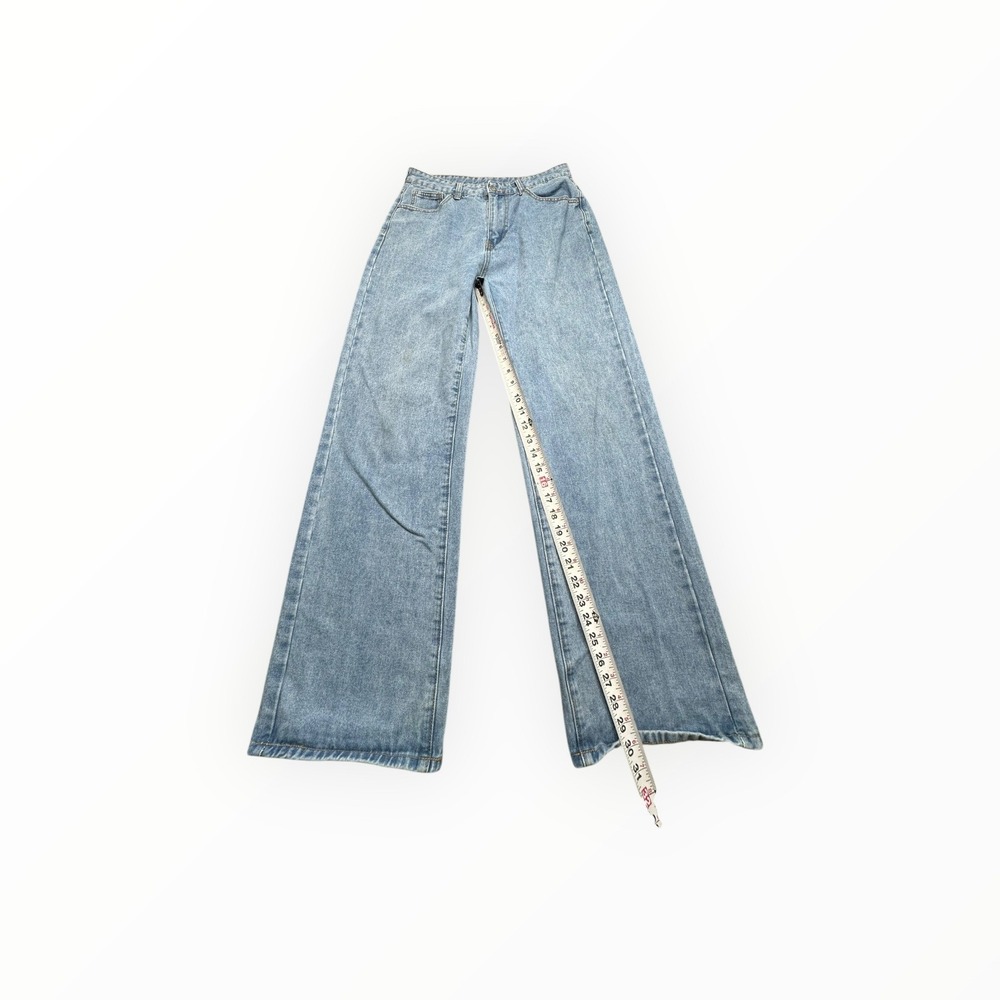 SHEIN Jeans Womens L Light Blue Wide Leg High Waisted Flared Denim Pants - Picture 5 of 12